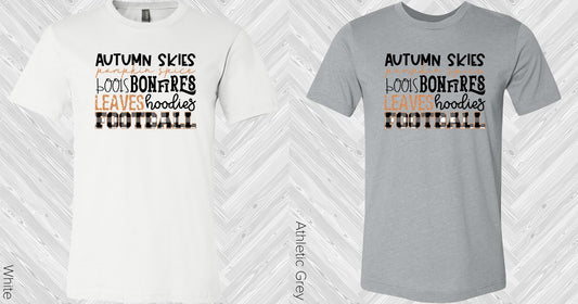 Autumn Skies Pumpkin Spice Boots Bonfires Leaves Hoodies Football Graphic Tee Graphic Tee