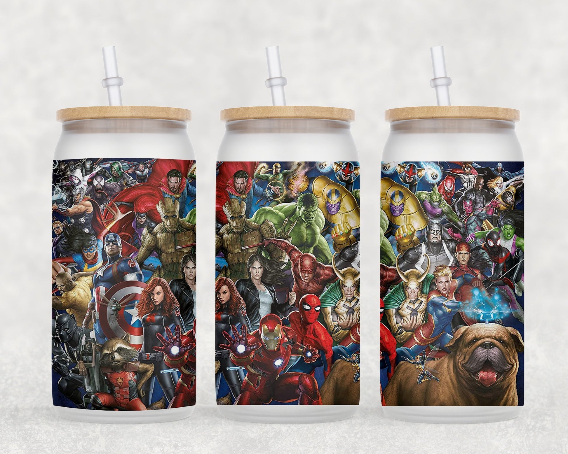 Avengers 16 Oz Glass Can Coffee Mug