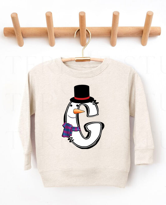 Snowman Christmas Alphabet (All letters available) Graphic Tee