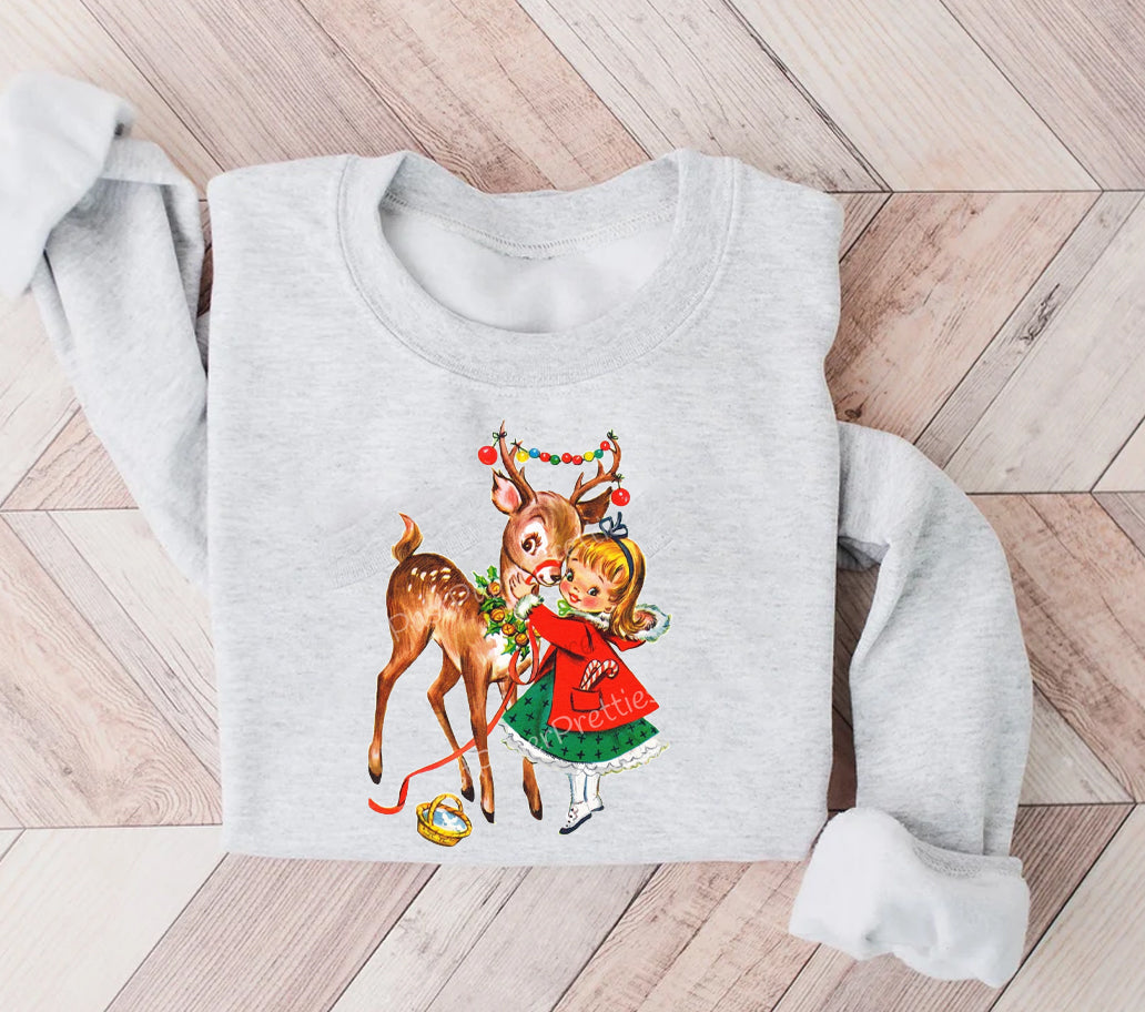 Vintage Rudolph and Girl Graphic Tee