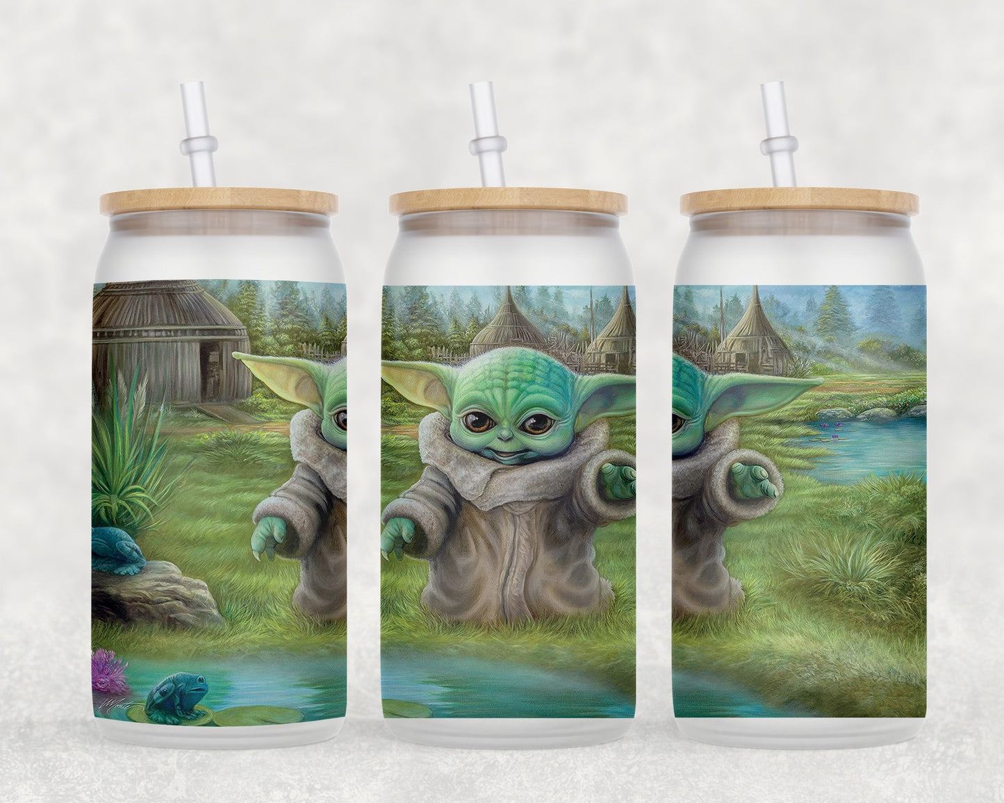 Baby Yoda 16 Oz Glass Can Coffee Mug