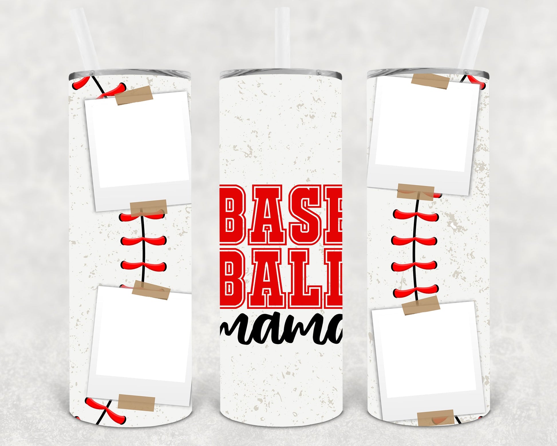 Baseball Mama Photo Frame 20 Oz Skinny Tumbler