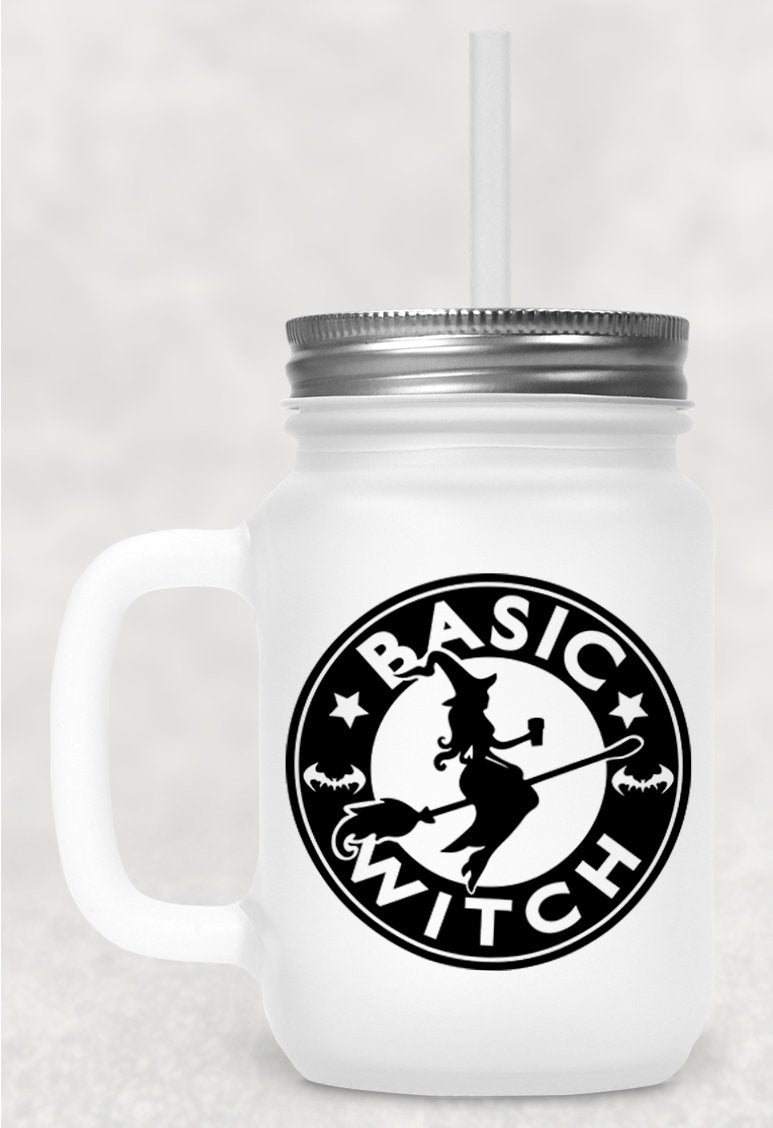 Basic Witch Frosted Mason Jar