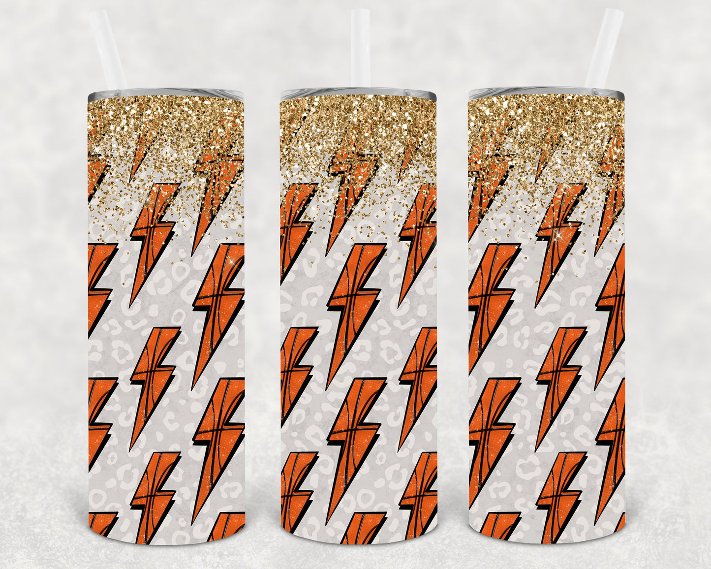 Basketball Lightning Bolts 20 Oz Skinny Tumbler