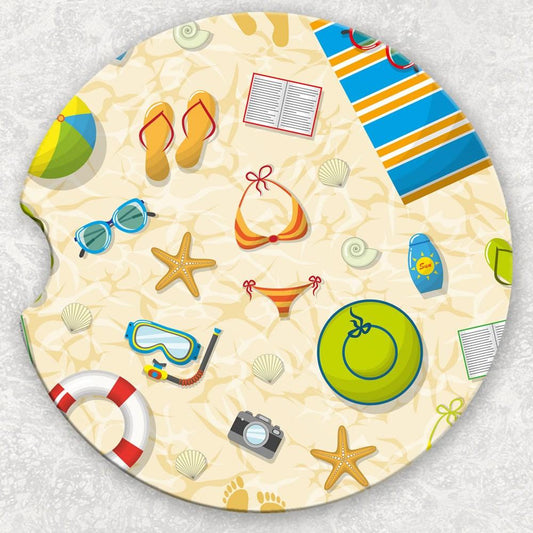 Car Coaster Set - Beach Scene