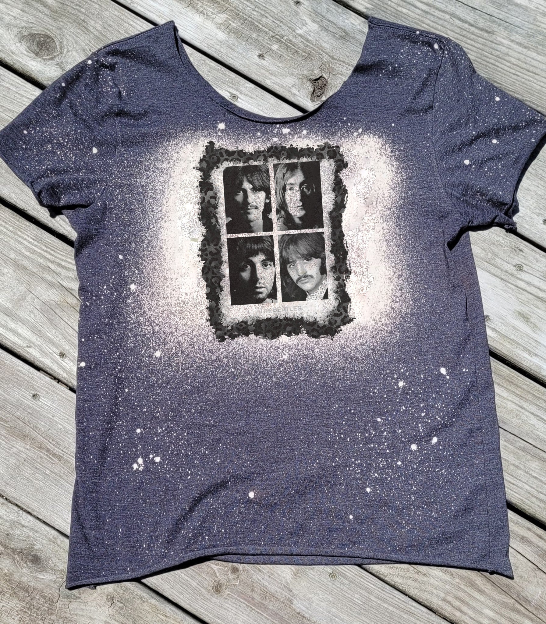 Beatles Bleached Off-Shoulder Graphic Tee Graphic Tee