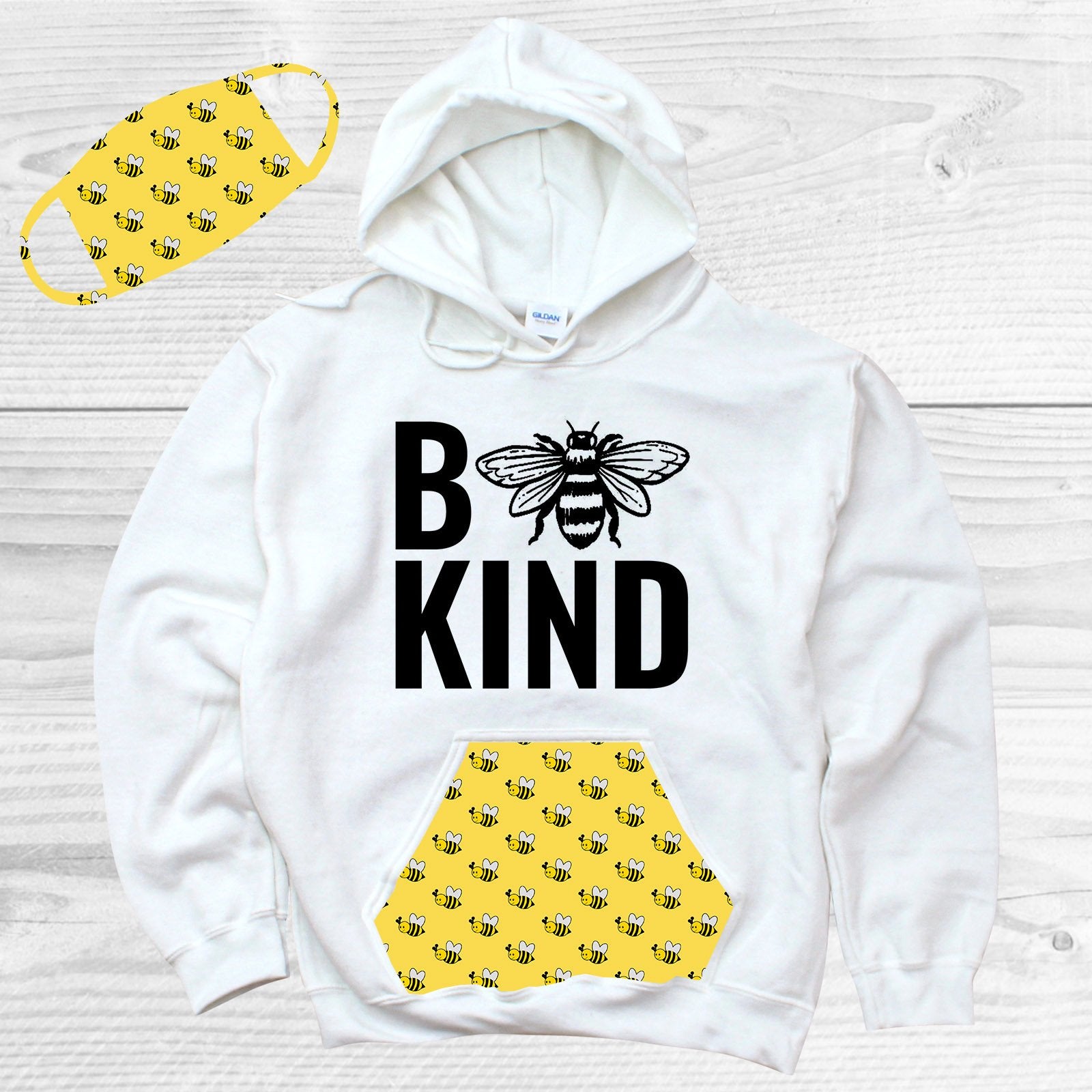 Bee Kind Pattern Pocket Hoodie Graphic Tee