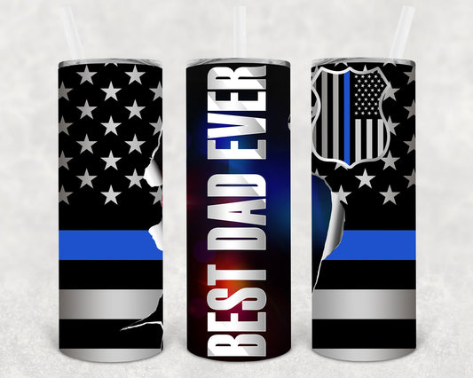 Best Dad Ever Police 20 Oz Skinny Tumbler