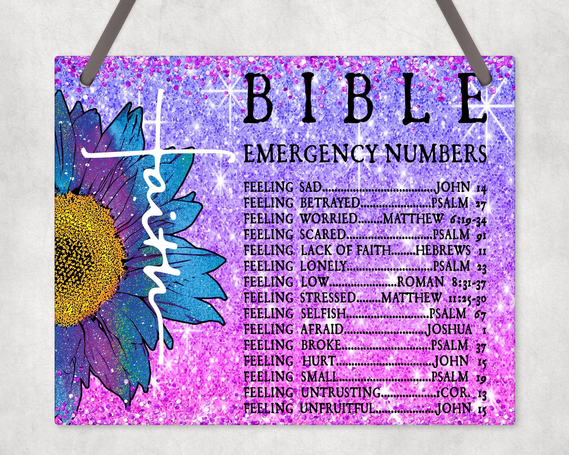 Bible Emergency Numbers Wall Sign Hanging