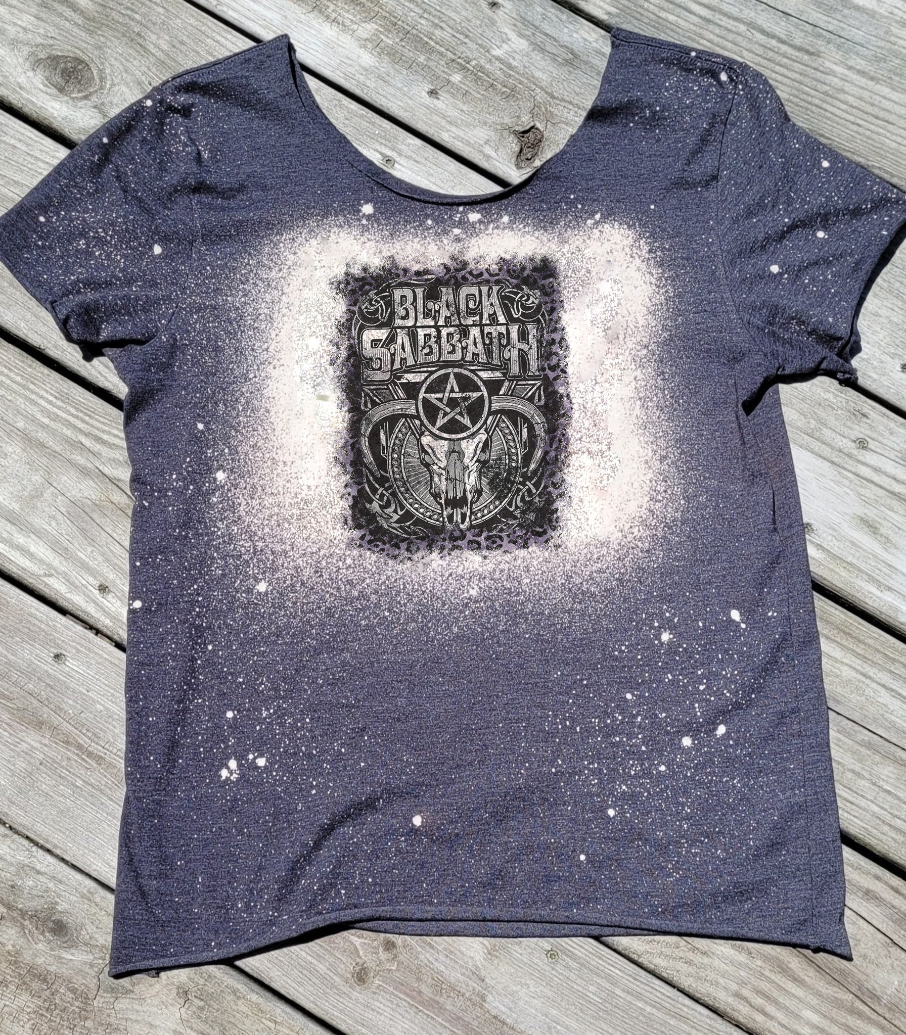 Black Sabbath Bleached Off-Shoulder Graphic Tee Graphic Tee