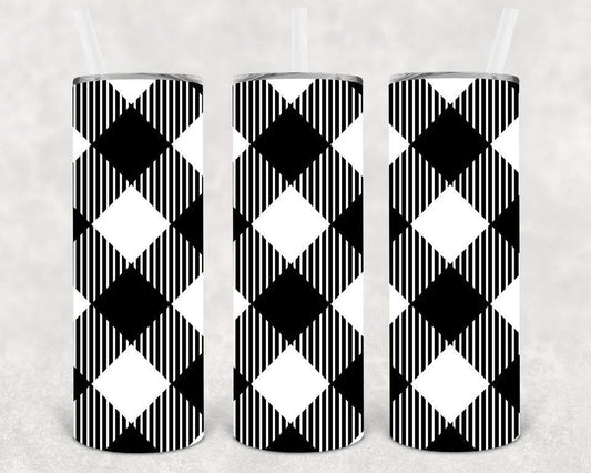 Black And White Plaid 20 Oz Skinny Tumbler