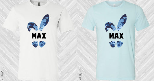 Blue Camo Bunny With Name Graphic Tee Graphic Tee