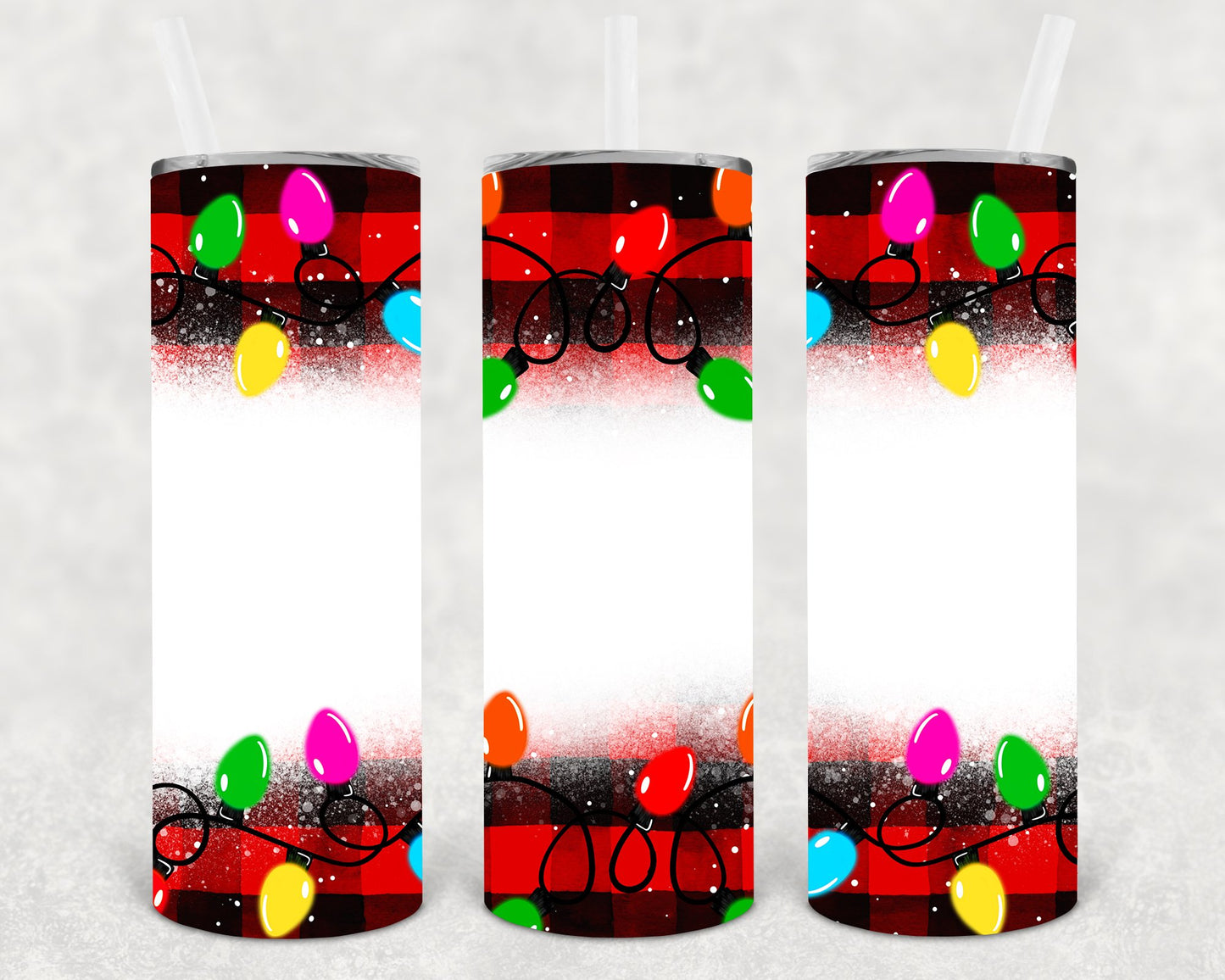 Buffalo Plaid Christmas Lights 20 Oz Skinny Tumbler