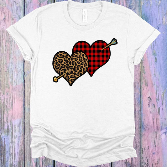 Buffalo Plaid Leopard Hearts Graphic Tee Graphic Tee