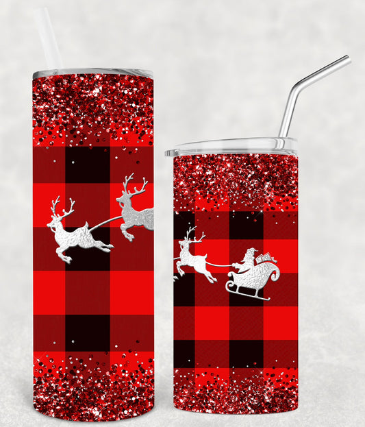Buffalo Plaid Santa 20 Oz Skinny Tumbler