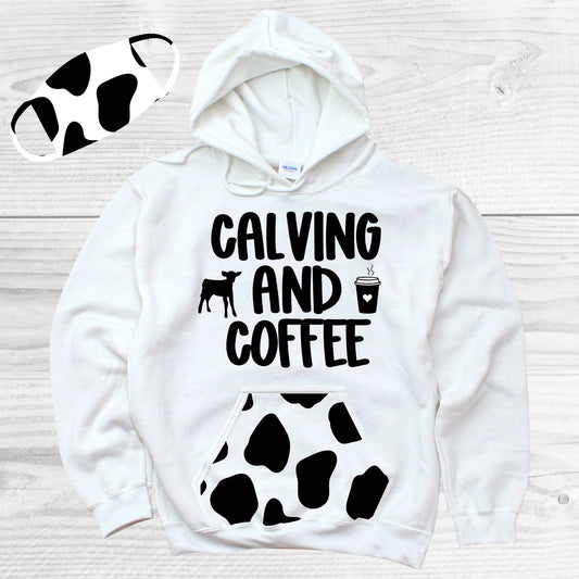 Calving And Coffee Pattern Pocket Hoodie Graphic Tee