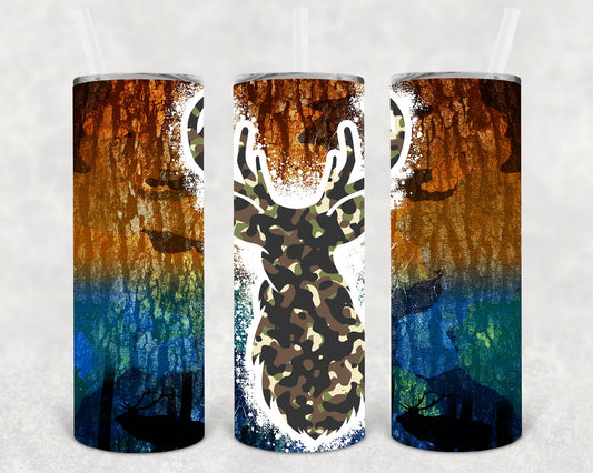 Camo Deer 20 Oz Skinny Tumbler