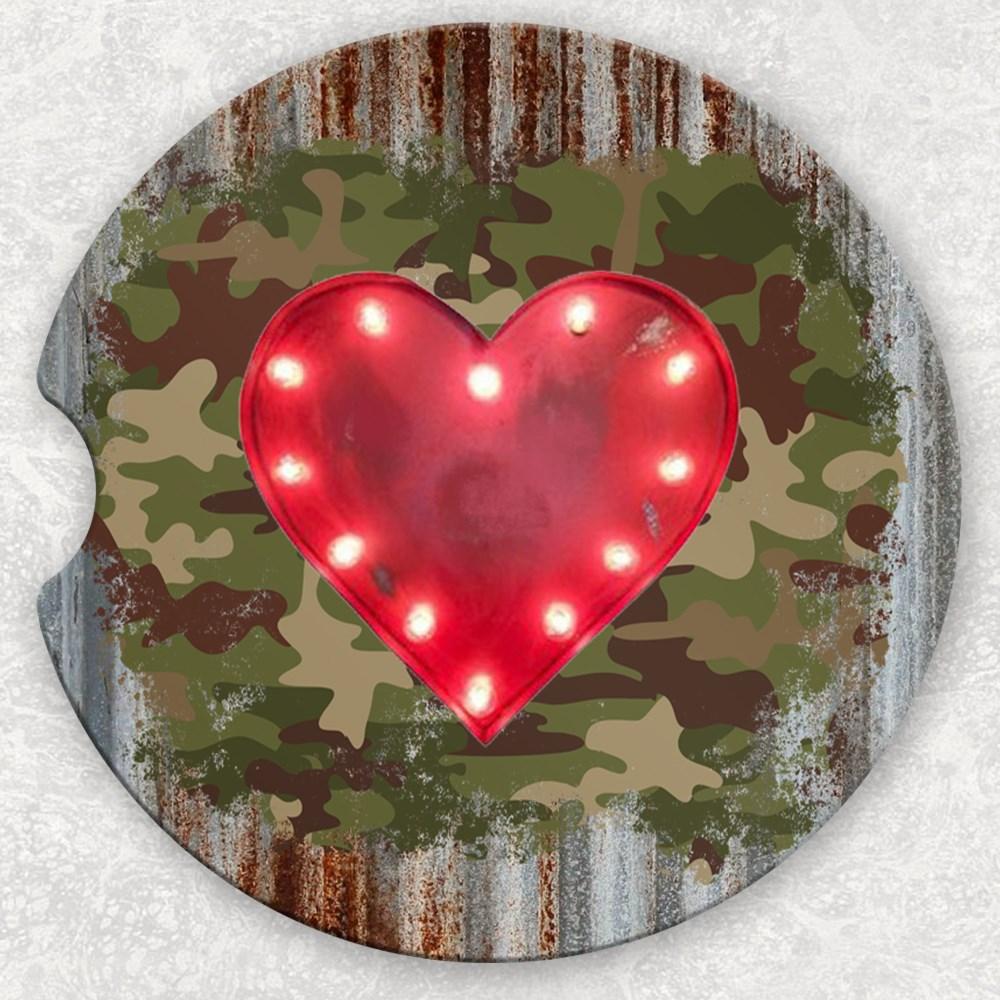 Car Coaster Set - Camo Heart