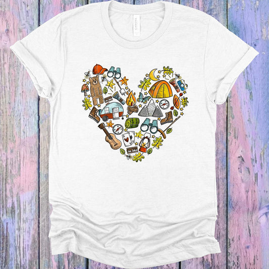 Camping Doodle Heart Graphic Tee Graphic Tee