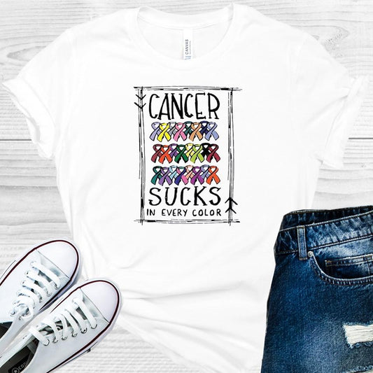 Cancer Sucks In Every Color Graphic Tee Graphic Tee