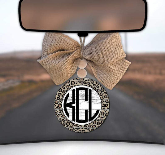 Personalized Leopard Monogram Car Charm Ornament