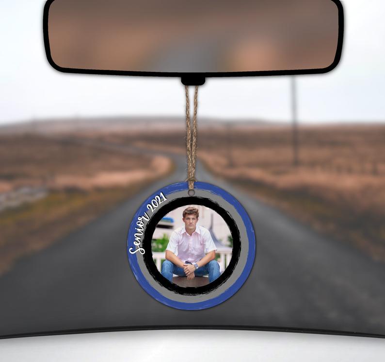 Blue/grey/black Photo Car Charm Ornament