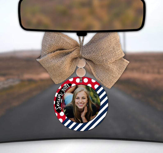 Red/navy Photo Car Charm Ornament