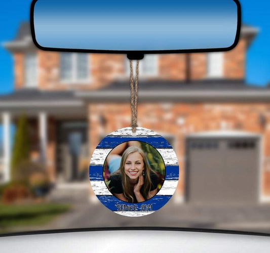 Royal/white Photo Car Charm Ornament