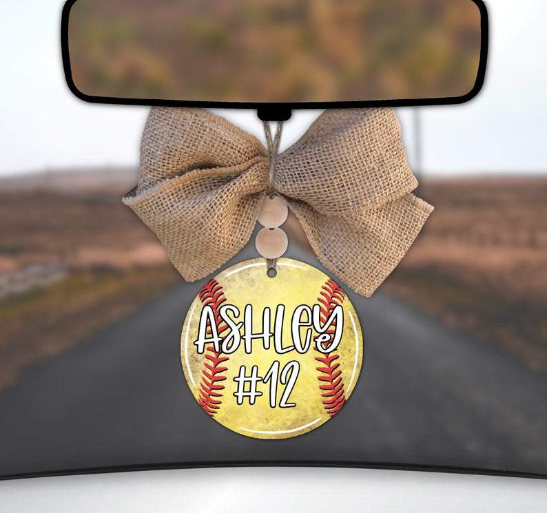 Personalized Softball Car Charm Ornament