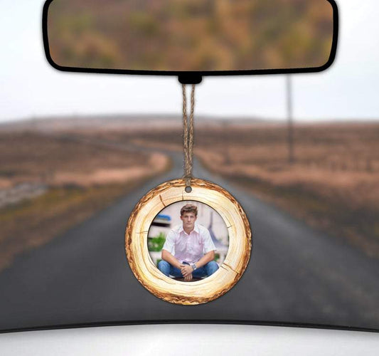 Wood Grain Photo Car Charm Ornament