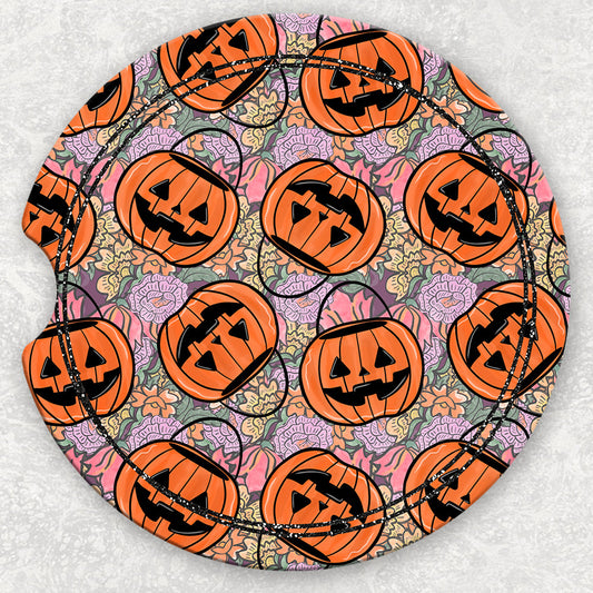 Car Coaster Set - Floral Pumpkin