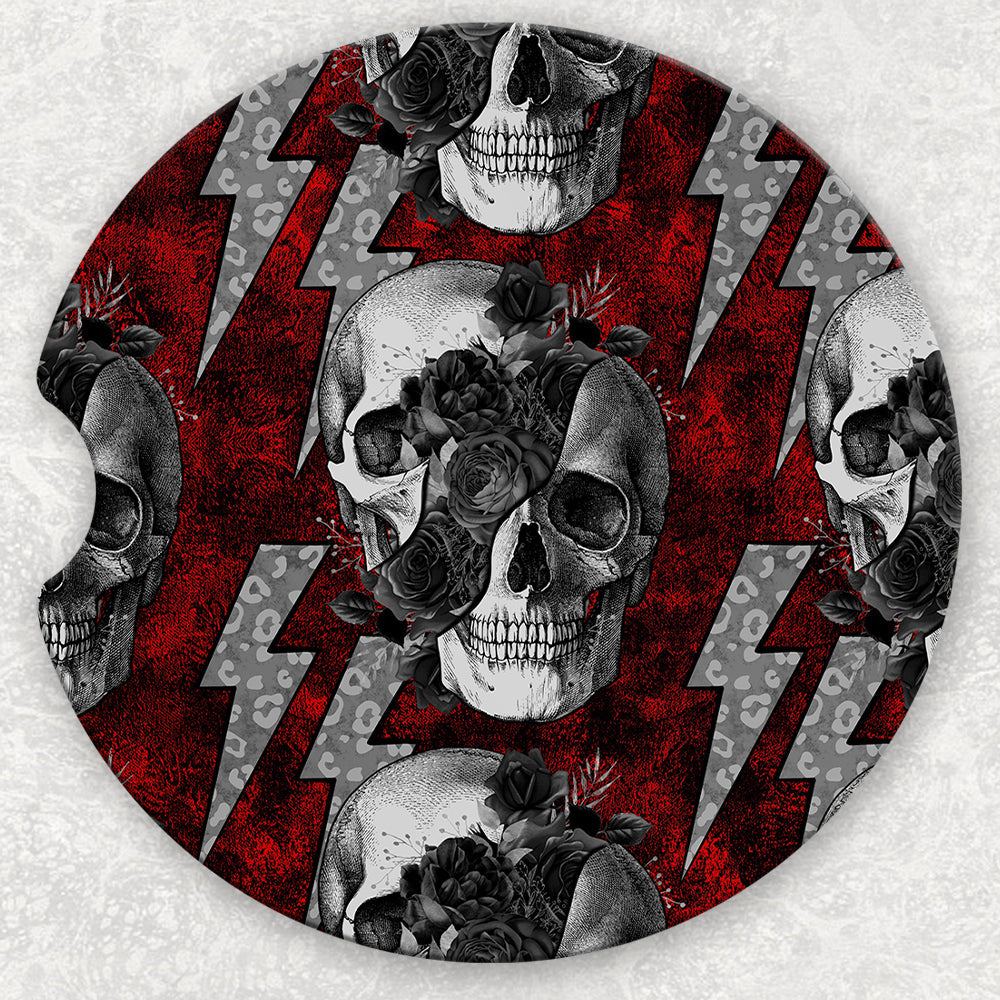 Car Coaster Set - Floral Skull