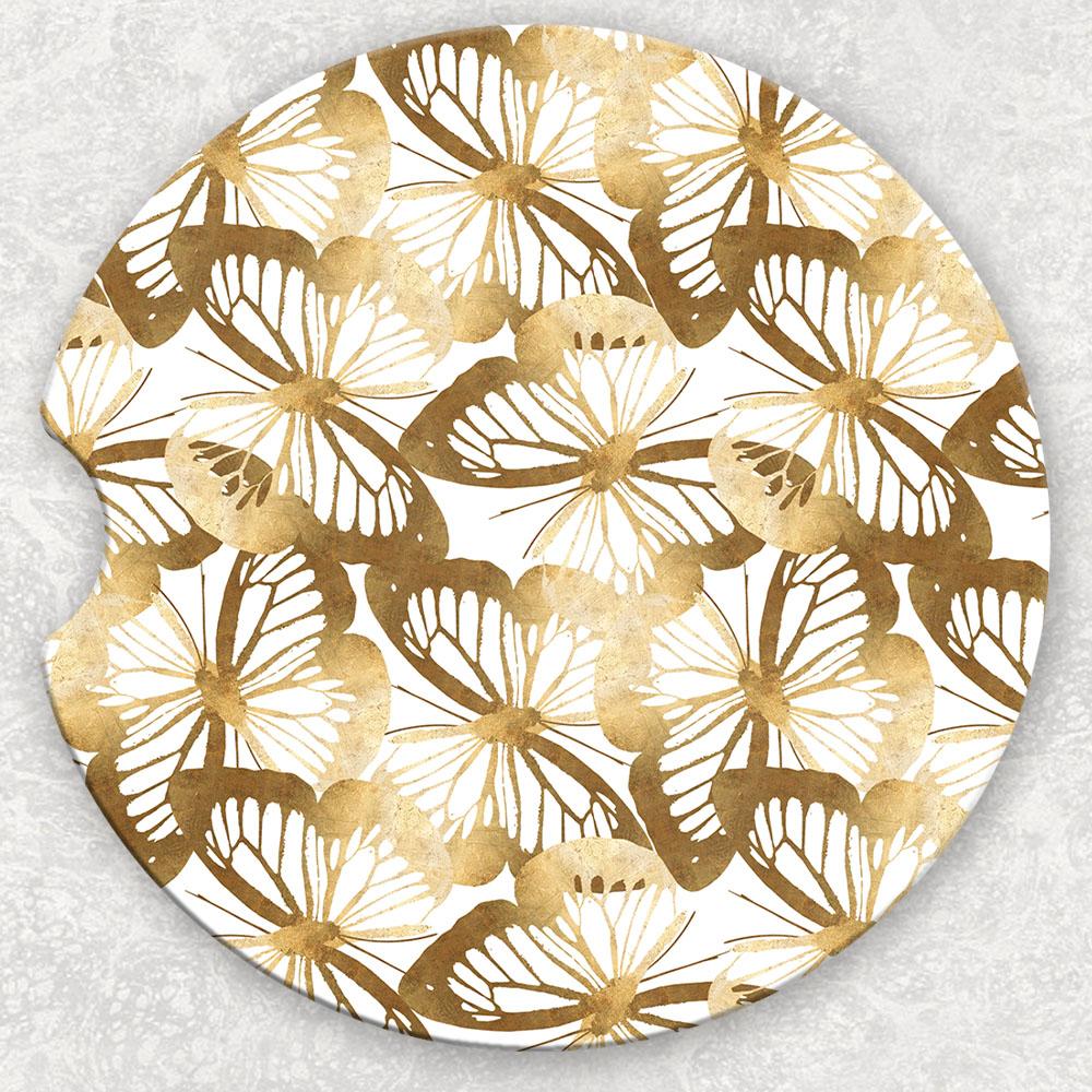 Car Coaster Set - Gold Butterflies