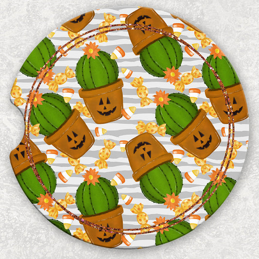 Car Coaster Set - Halloween Cactus