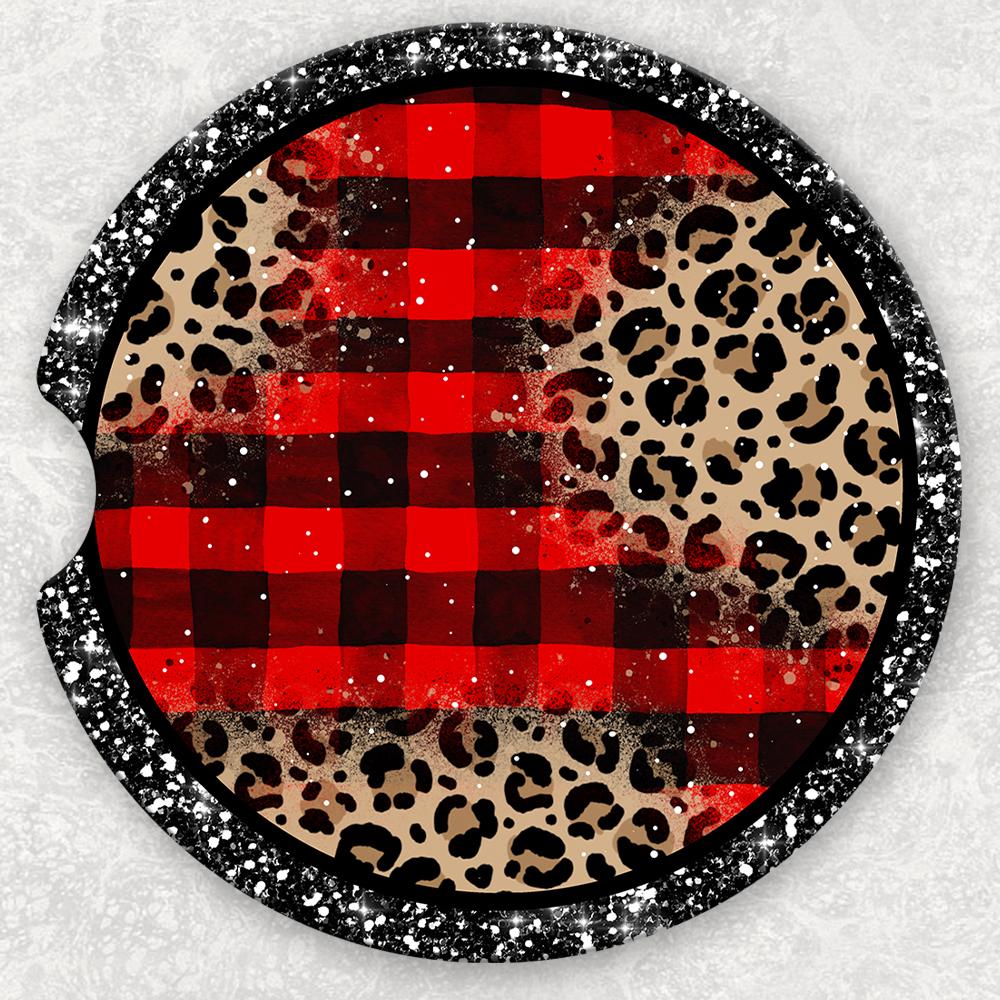 Car Coaster Set - Leopard Buffalo Plaid