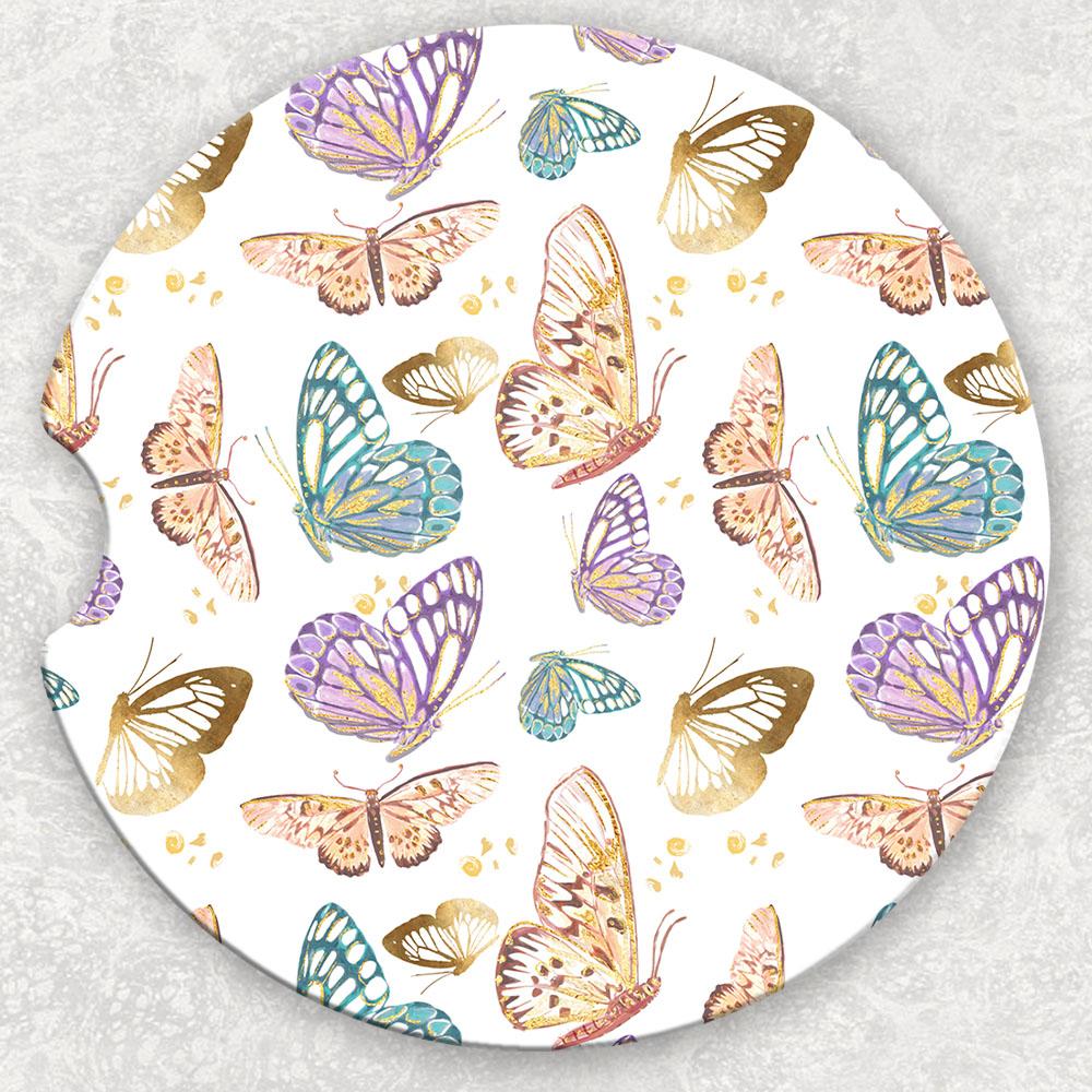 Car Coaster Set - Metallic Butterflies