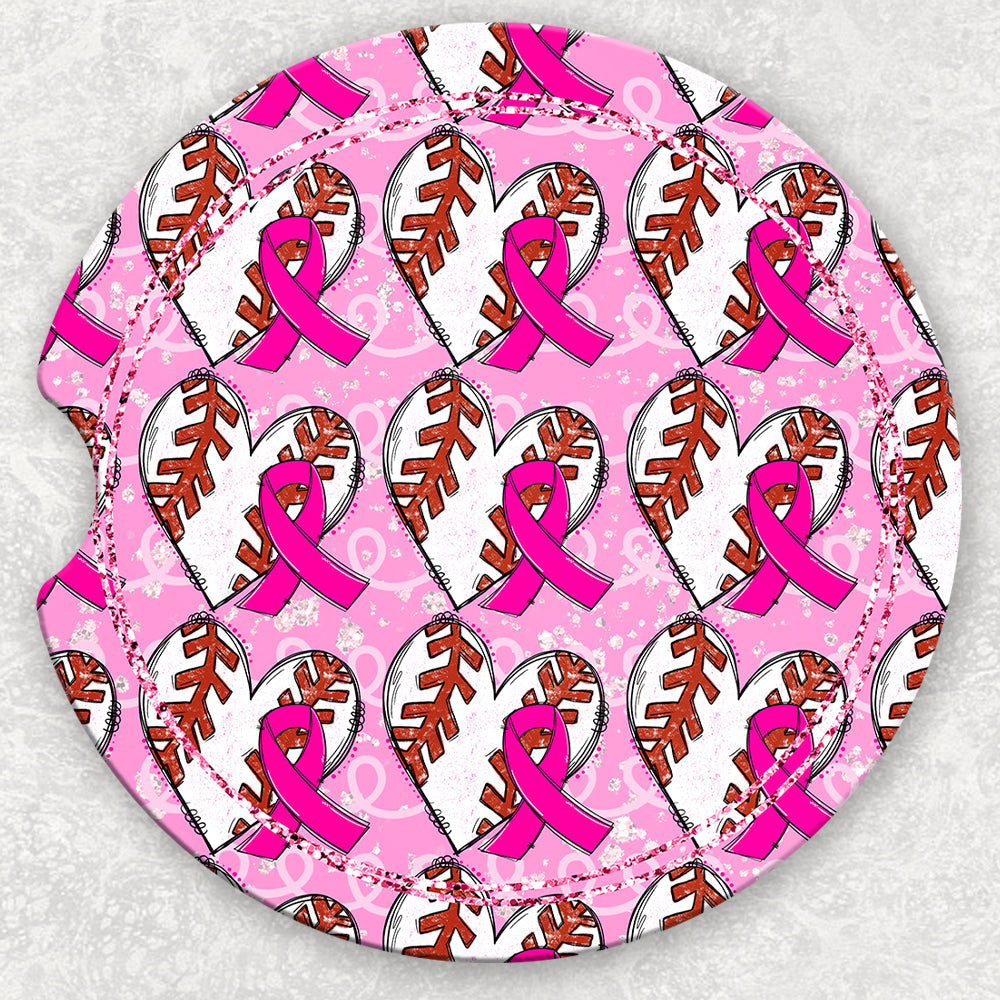 Car Coaster Set - Pink Ribbon Baseball