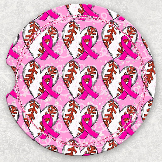 Car Coaster Set - Pink Ribbon Baseball