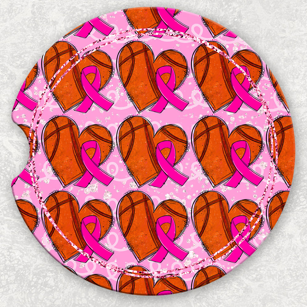 Car Coaster Set - Pink Ribbon Basketball