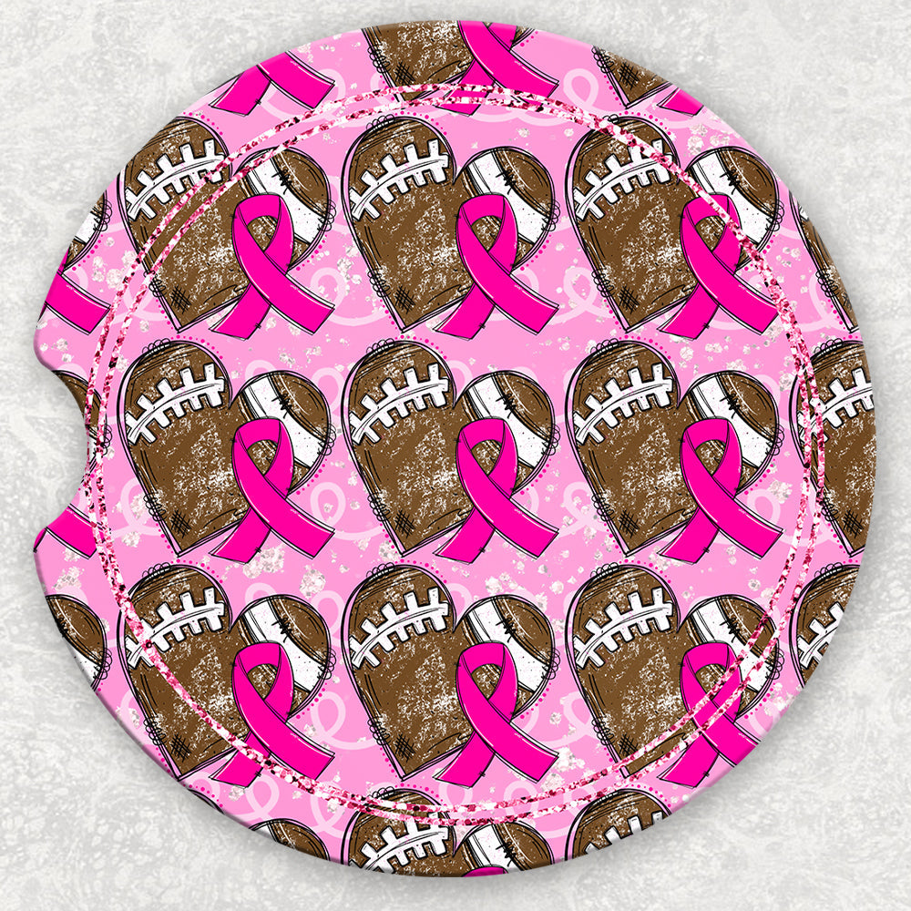 Car Coaster Set - Pink Ribbon Football