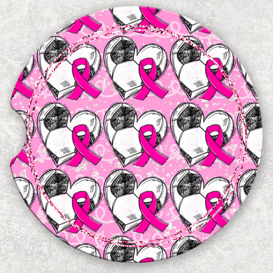 Car Coaster Set - Pink Ribbon Soccer