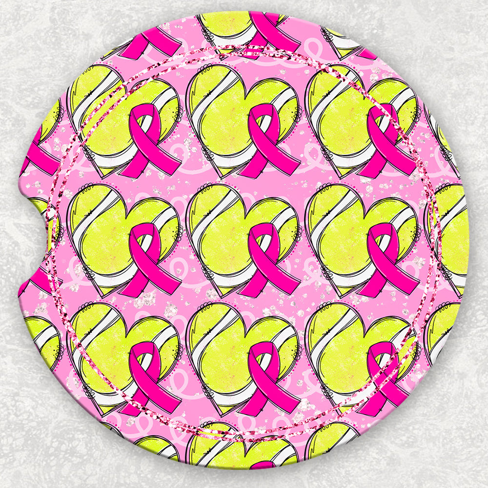 Car Coaster Set - Pink Ribbon Tennis