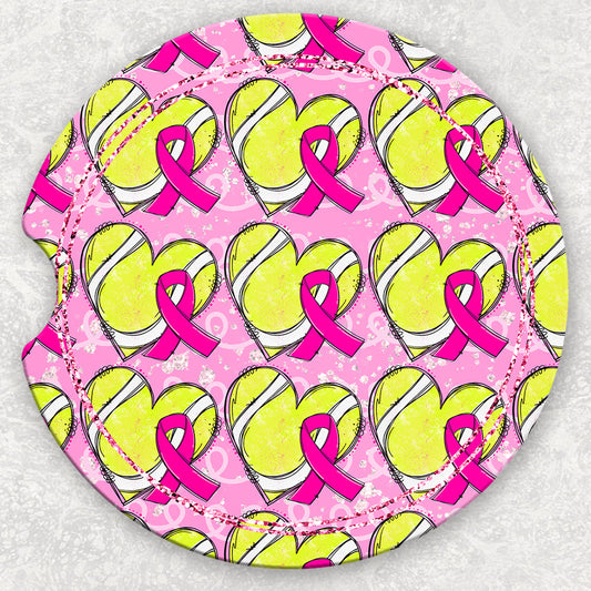 Car Coaster Set - Pink Ribbon Tennis