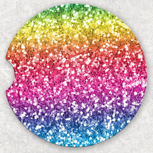 Car Coaster Set - Rainbow Glitter