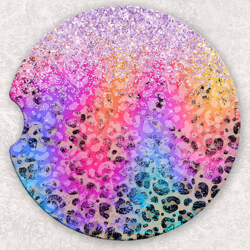 Car Coaster Set - Rainbow And Leopard