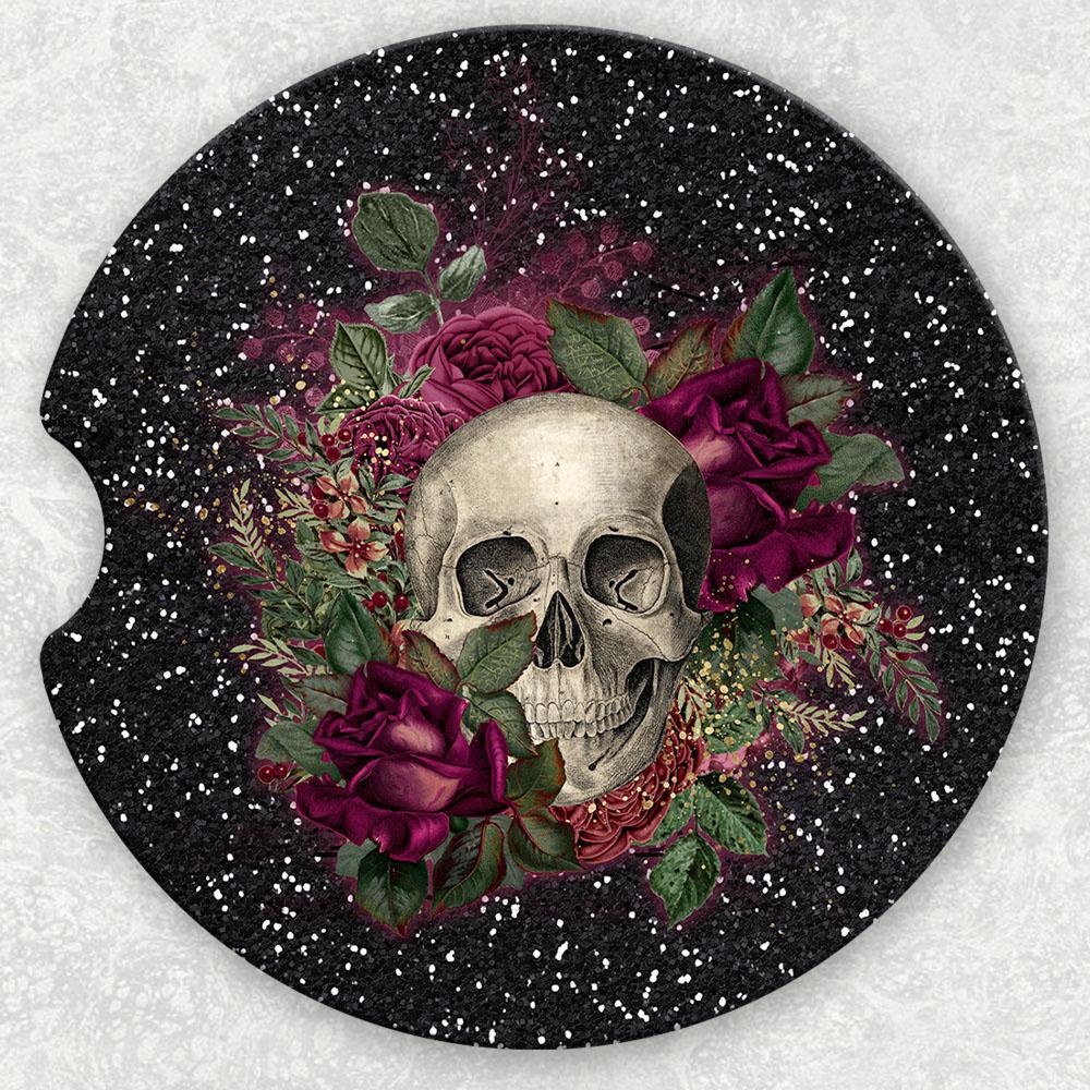 Car Coaster Set - Skull And Roses