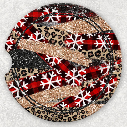 Car Coaster Set - Snowflakes And Leopard