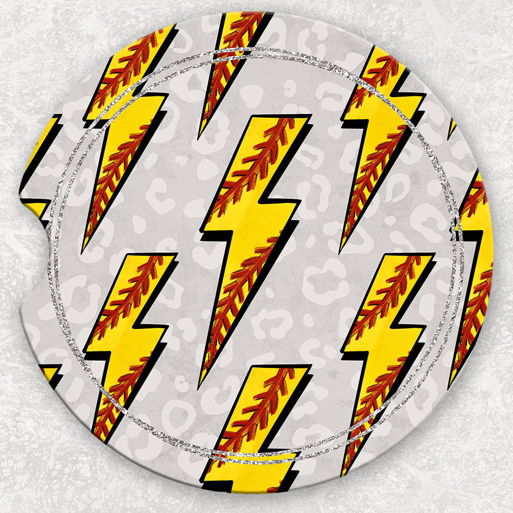 Car Coaster Set - Softball Lightning