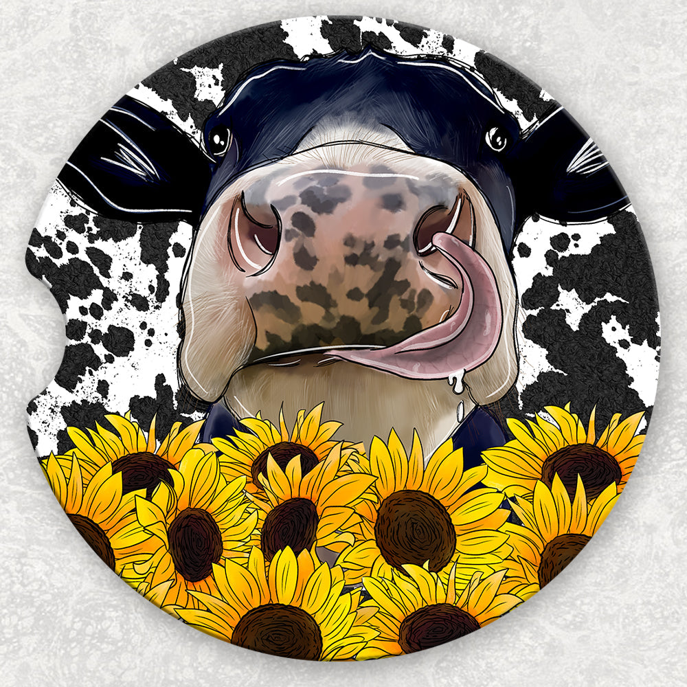 Car Coaster Set - Sunflower Cow