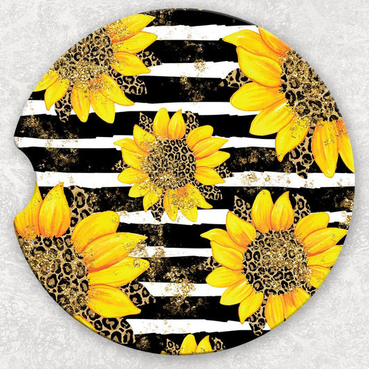 Car Coaster Set - Sunflower Leopard